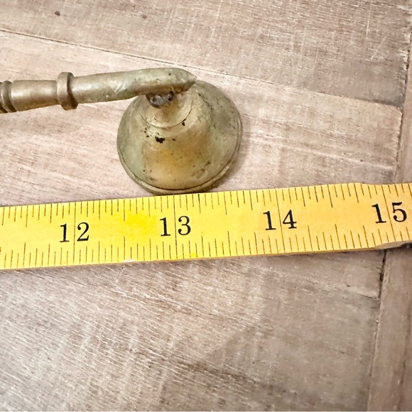 Brass Candle Snuffer with Wood Handle and Ornate Design 14 Inches Long Vintage - Picture 5 of 5